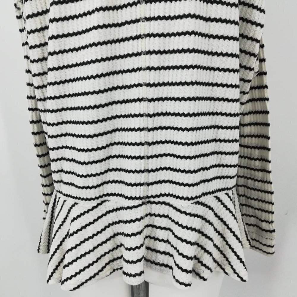 We The Free Striped Thermal Shirt Size M Stretch Raw Ruffle Neck Flowy Hem - Picture 12 of 12